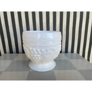 Vintage Grapes Milk Glass Goblet Candy Dish Catchall